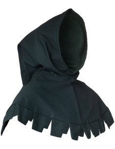 Medieval canvas hooded cloak model Thilo, green color 2