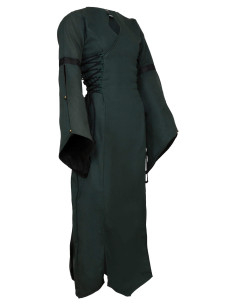 Medieval cotton dress model Antaris, green color 2