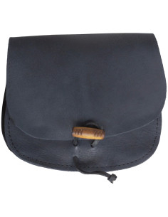 Medieval leather hip bag model Hrothgar, black color
