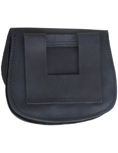 Medieval leather hip bag model Hrothgar, black color 2