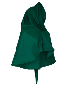 Medieval wool gugel hood model Benson, green color