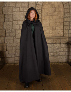 Medieval cotton cape model Harun, black color