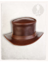 Medieval top hat in leather model Paddy, brown color