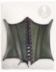 Medieval leather bustier model Dunja, green color