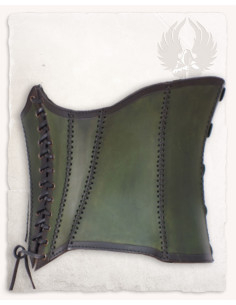 Medieval leather bustier model Dunja, green color 2