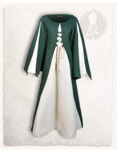 Medieval dress model Jasione, green-white color