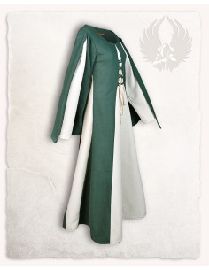 Medieval dress model Jasione, green-white color 2