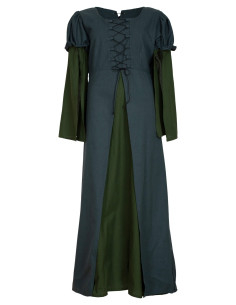 Medieval cotton dress model Loreley, green color