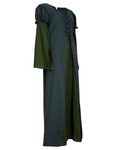 Medieval cotton dress model Loreley, green color 2
