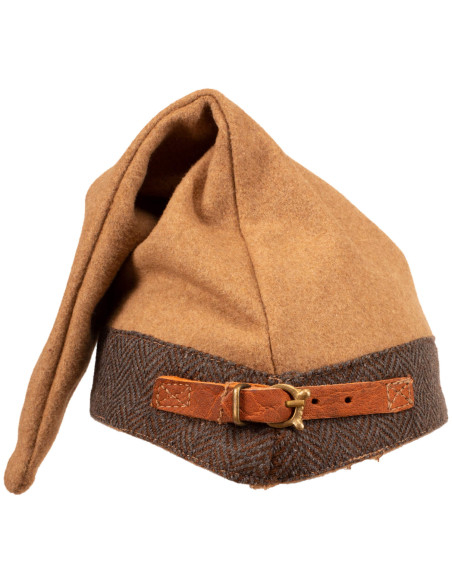 Medieval wool hat model Toki, sand color