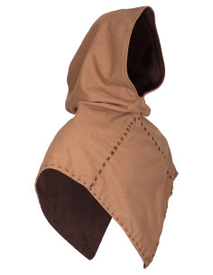 Medieval wool hood in Halaif model, sand color 2