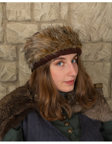 Medieval fur hat model Ragi, brown color