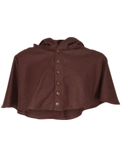 Medieval wool hooded cloak model Notker, brown color