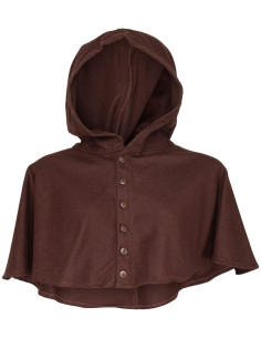 Medieval wool hooded cloak model Notker, brown color 2