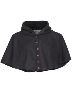 Medieval wool hoodie model Notker, black color