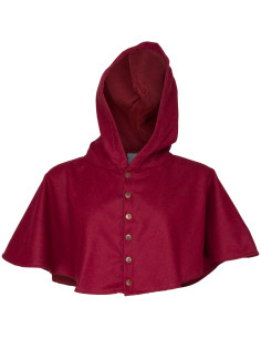 Medieval wool cloak model Notker, burgundy color 2