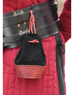 Medieval coin purse in black-red embossed 2