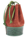 Medieval coin purse bag in embossed brown-green