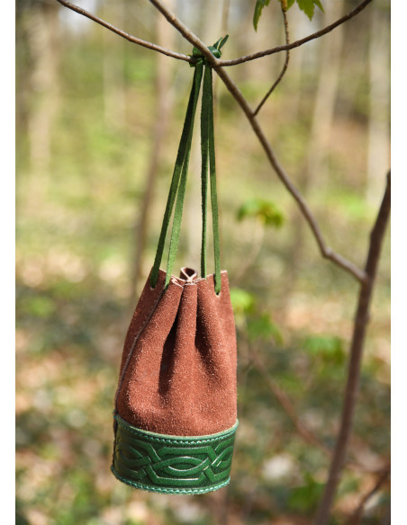 Medieval coin purse bag in embossed...