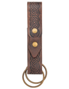 Medieval brown tooled leather skirt holder
