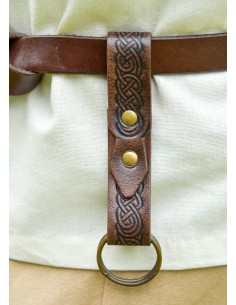 Medieval brown tooled leather skirt holder 2