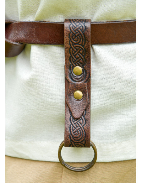 Medieval brown tooled leather skirt...