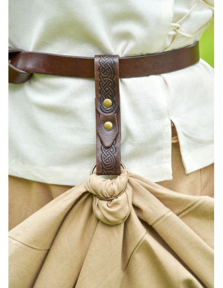 Medieval brown tooled leather skirt...