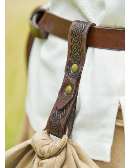 Medieval brown tooled leather skirt...