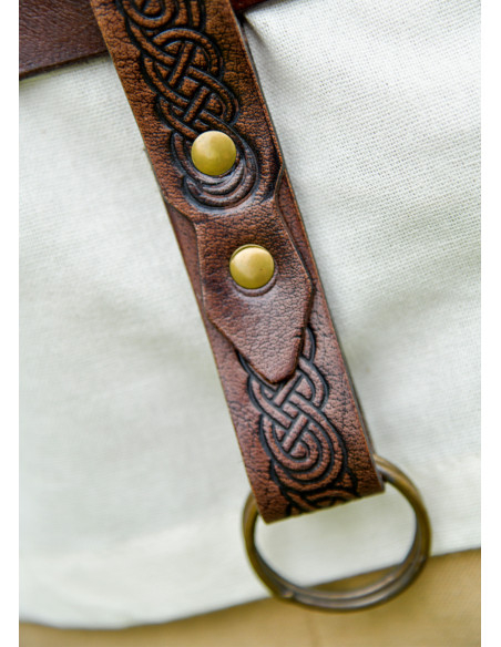 Medieval brown tooled leather skirt...