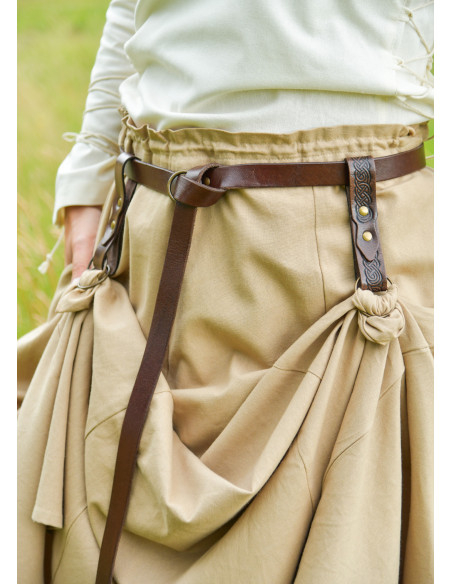 Medieval brown tooled leather skirt...