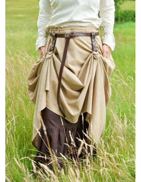 Medieval brown tooled leather skirt...