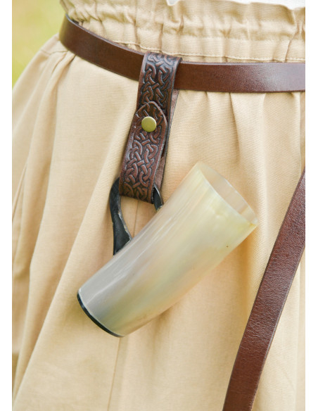 Medieval leather jug holder, brown color