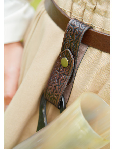 Medieval leather jug holder, brown color
