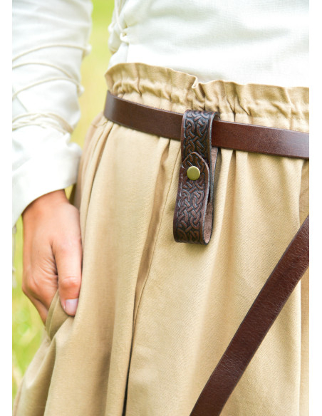 Medieval leather jug holder, brown color