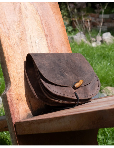 Double medieval leather bag model...