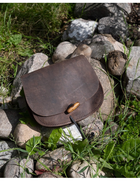 Double medieval leather bag model...