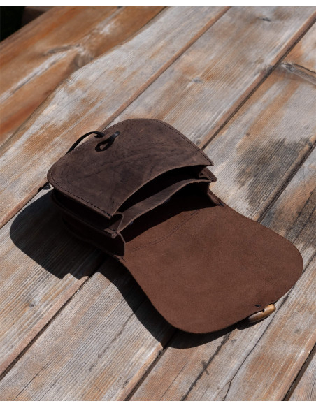 Double medieval leather bag model...