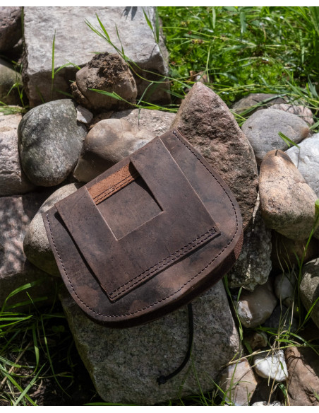 Double medieval leather bag model...