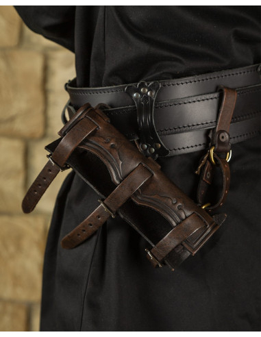 Medieval leather sword sheath model Castagir, brown color