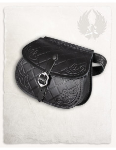 Medieval leather bag model Julius, black color