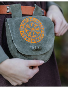 Viking waist bag in leather, model Ingmar, in green color