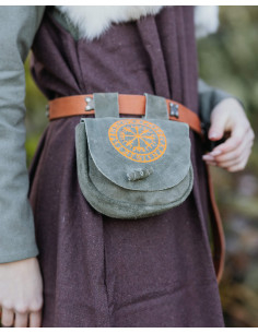 Viking waist bag in leather, model Ingmar, in green color 2