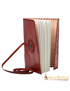 Medieval diary with leather and stone cover, red color 2