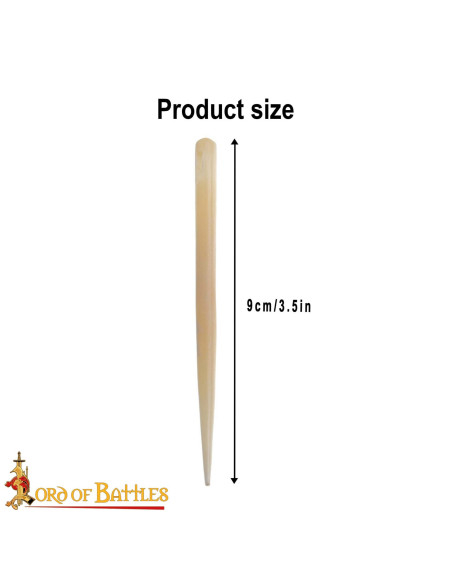 Set of 5 hand-carved bone needles (9...