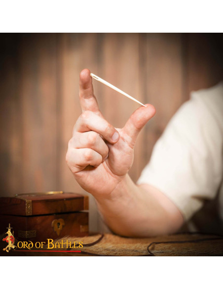 Set of 5 hand-carved bone needles (9...