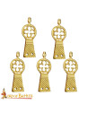 Set of 5 brass tips for belt, Clover design