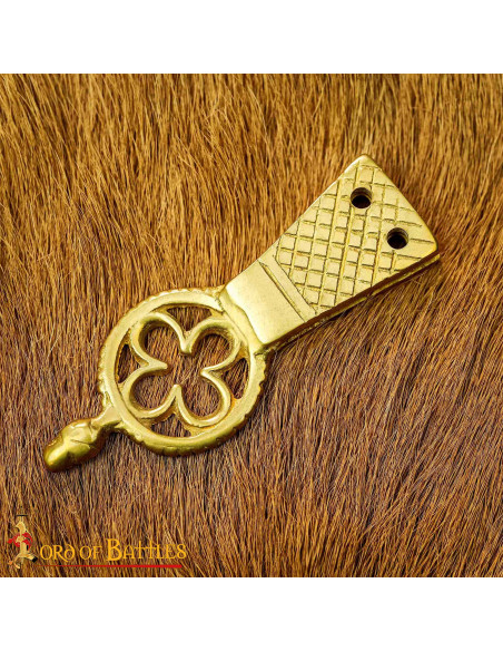 Set of 5 brass tips for belt, Clover...