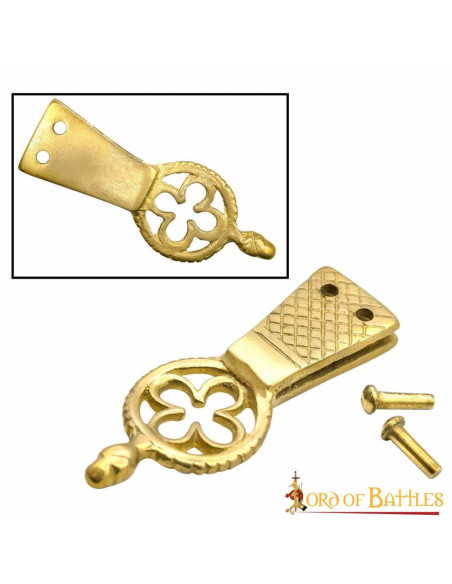 Set of 5 brass tips for belt, Clover...