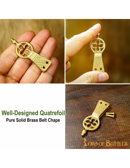 Set of 5 brass tips for belt, Clover...