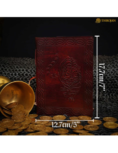 Medieval diary with leather cover featuring a tiger design 2